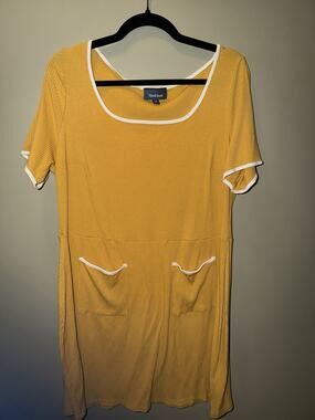 ModCloth 1X Yellow & White Dress